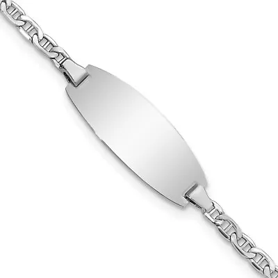 Avariah 14k White Gold Semi-Solid Oval Anchor ID Bracelet • $251.99