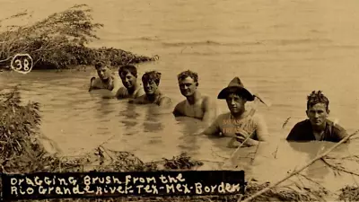 C.1910 RPPC MEXICAN REVOLUTION BORDER TEXAS RIO GRANDE AXE SOLDIER? Postcard P29 • $45