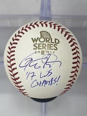 GEOFF BLUM Signed Autographed 2017 WORLD SERIES Baseball BECKETT BAS W/ Insc • £86.73