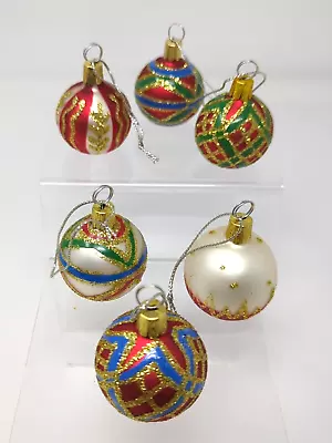 6 VTG Small Glass Glitter Christmas Tree Ornaments Place Card Holders New 1.5 A • $7.95