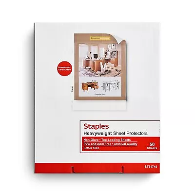 Staples Heavyweight Sheet Protectors Clear 50/Box (34749) 633188 • $9.99