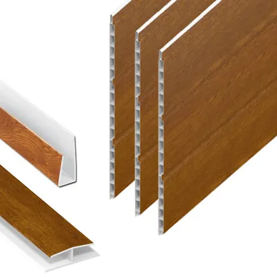 Hollow Soffit Board Oak 5m UPVC Tongue And Groove Cladding Sheet 300mm X 5m • £10.95