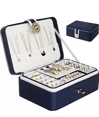 LONENESSL Jewellery Box Organiser For Necklace Earrings Bracelets Rings (Blue) • £19