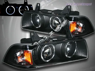 92-98 Bmw E36 3 Series 2 Door Coupe Dual Halo Projector Black Amber Headlights • $161.99