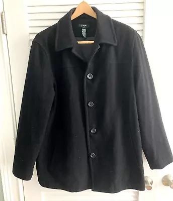 J. Crew Wool Pea Coat Single Breasted Black Mens Lined M Preowned • $55