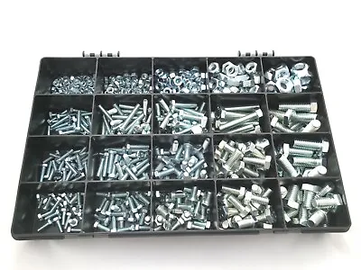 600 Pieces Grade 8.8 Assorted Kit M4 M5 M6 M8 M10 Nuts And Bolts Setscrews Zinc • £38.29