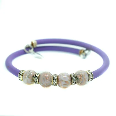 Murano Glass Bracelet Purple Gold Handmade Beads From Venice Gift For Her • £11.95