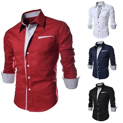 £12.58 • Buy High Quality Button Down Shirt Long Sleeve Shirts Slim Fit Long Sleeve Mens Tops