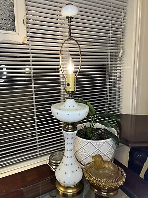 Vintage MCM Space Age Atomic Starburst Milk Glass Mid Century Modern Table Lamp • $249.99