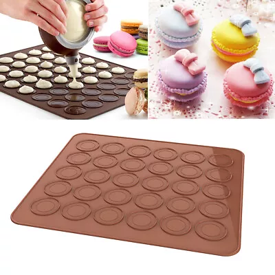 £3.39 • Buy Silicone Macaron Macaroon Mat Tray 30 Circles Muffin Mould Oven Baking Tool Mold