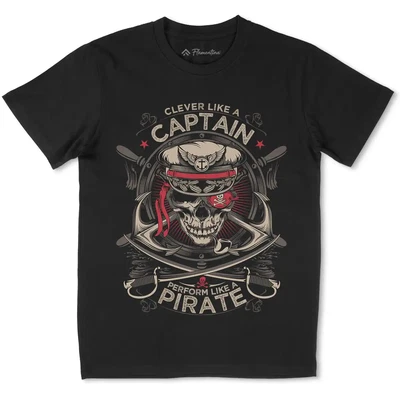 £14.99 • Buy Captain Pirate Navy T-Shirt Anchor Sailor Ship Sea Ocean Jolly Roger Skull D018