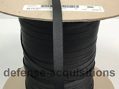 5 YARDS OF 3/8  Inch MilSpec Webbing Binding Ribbon MIL-T-5038J Grosgrain BLACK • $3.19