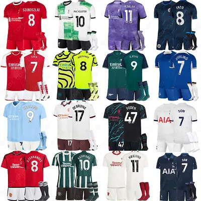 £19.99 • Buy 23-24 Boys Kids Football Kits 2023-24 Kid Kit Shirt Socks Shorts Top Strip