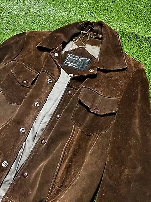 Vintage Schott Bros Rancher Brown Suede Leather Western Jacket 38 Distressed • $212.49