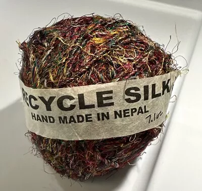 1 RECYCLE SILK Handmade 7.1oz Craft Yarn Made In Nepal MULTICOLOR • $7