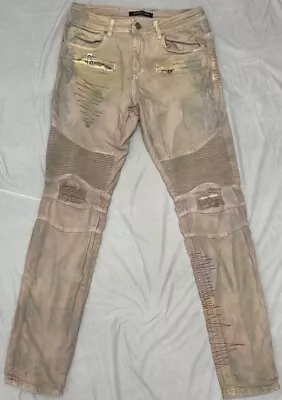 Embellish Men’s Distressed Skinny Jeans With Water Color Paint Design Size 32/32 • $23.31