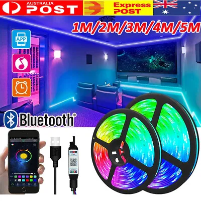 $7.39 • Buy 1M-5M LED Strip Light 5050 RGB USB 5V Bluetooth Music Control TV Room Lamp Deco