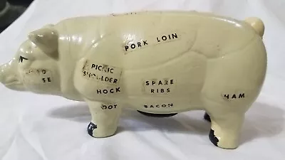 Vintage Ceramic  Pig Piggy Bank W/ Taped ID Tags  On Body. 4×8×3  Unbranded • $18