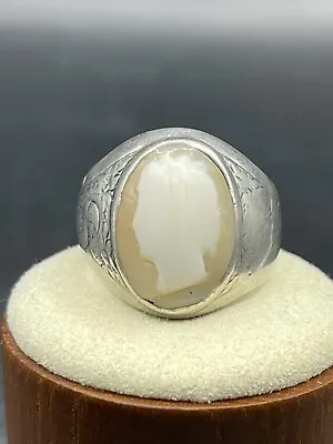 Antique Cameo Sterling Silver Ring Size 10 • $59.99