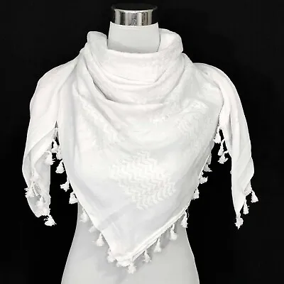 Scarf Shemagh Full White Original Made In Palestine Arab Scarf Cotton • $26.80