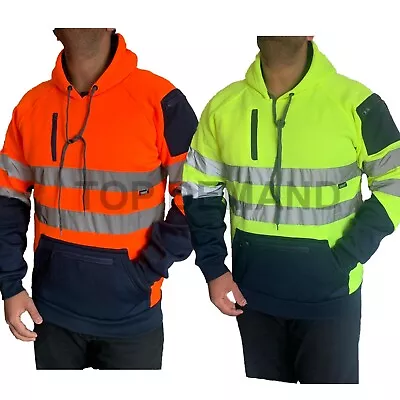 £19.29 • Buy Mens Hi Viz Visibility Pullover Work Fleece Jumper Sweatshirt Tactical Hoodie