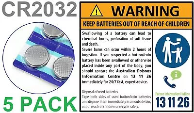 5 X Pcs CR2032 Lithium 3V Coin Button Cell Battery 5x 5Pk 5pcs Pack*SHIPPED NSW* • $2.90