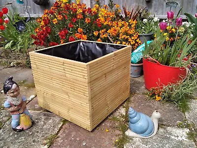 Raised Garden Pond Simple Wooden Square Water Feature 58x58x51h Cm Ready To Use • £135