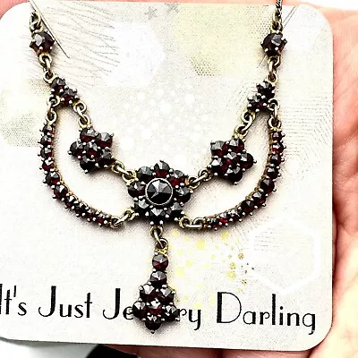 Antique Vintage Bohemian Garnet Victorian Necklace • $359.99