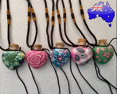 $7.20 • Buy Aromatherapy Essential Oil Diffuser Glass Bottle Heart Pendant Necklace Cork Lid