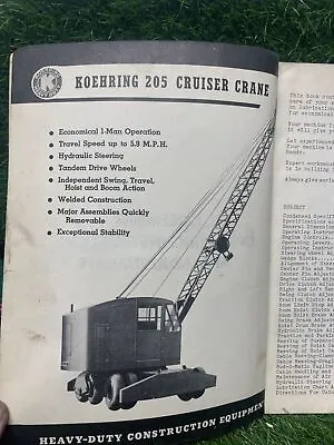 $47.20 • Buy Operating Manual And Spare Parts Catalog 205 - A1 Cruiser Crane Koehring Company