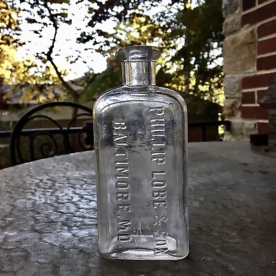 Blown Whiskey Bottle Phillip Lobe & Son Baltimore MD Maryland 1/2 Pt Ca 1900 Old • $17.49