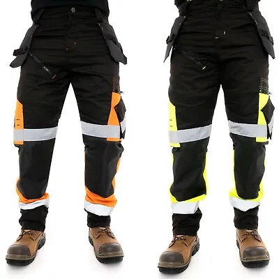 £25.99 • Buy Mens Casual Cargo Combat Work Trousers Heavy Duty Multi Pocket Hi Vis Workwear