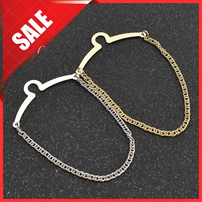 2Pcs Vintage Mens Necktie Tie Chain Metal Tack Clip Clasp Gold Accessories • $7.99