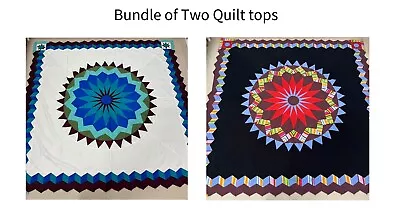 2 Cotton Patchwork Queen Size Quilt Tops/toppers-Mariner's Compass • $58