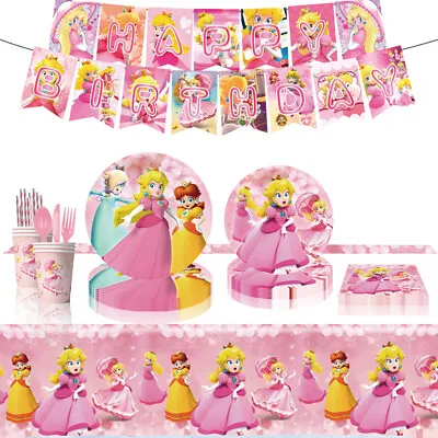 Princess Peach Tableware Party Supplies Super Mario Kids Birthday Decoration • $5.99