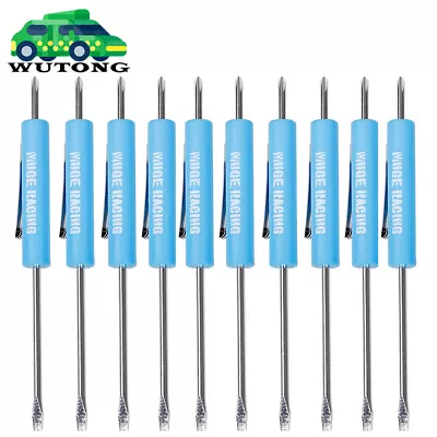 10x Blue Mini Pocket Screwdriver Phillips & Flat Head Tip With Magnet And Clip • $13.99