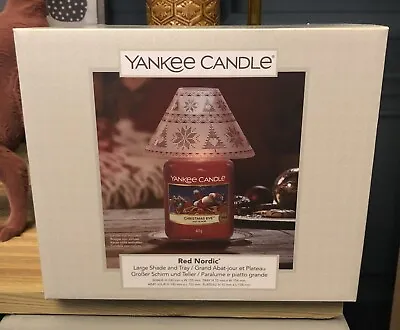 £34.99 • Buy Yankee Candle Large Jar Shade & Tray Red Nordic Gift Set