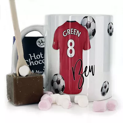 Personalised Mug & Milk Chocolate Stirrer Gift Manchester United Football Name • £12.99