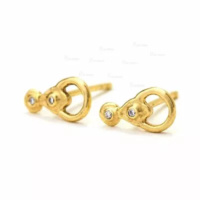 14K Gold 0.06 Ct. Lab-Created Diamond Minimalist Studs Earrings Fine Jewelry • $359