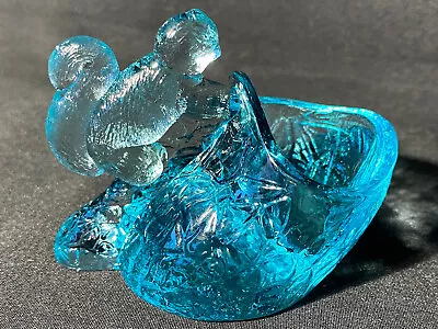 Blue Vaseline Glass Squirrel Salt Cellar Dip Chipmunk Uranium / Glows Magnesium • $10