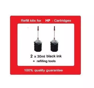 $16.68 • Buy 2 X Refill Kits For HP63XL & HP63 Black Ink Cartridges For HP Envy 4523, OJ4650