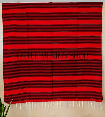MEXICAN Blankets Serapes - Red/Black Saltillo Southwestern Yoga Soft • $32.99