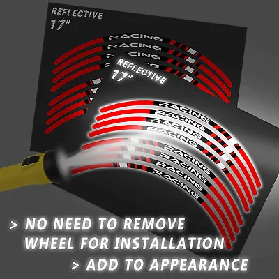 For Kawasaki Versys 1000 15-21 20 19 Reflective Wheel Sticker 17  Stripe01 RED • £20.84