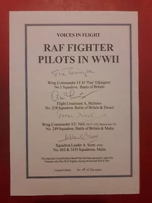 Ww2 Raf Fighter Pilots In Ww2. Pilot Signed A5 Self Adhesive Bookplate • £6.50