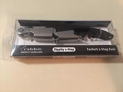 Waiter's Corkscrew Rabbit Zippity 2-Step Black Pocket Size Metrokane. New! • $14.99