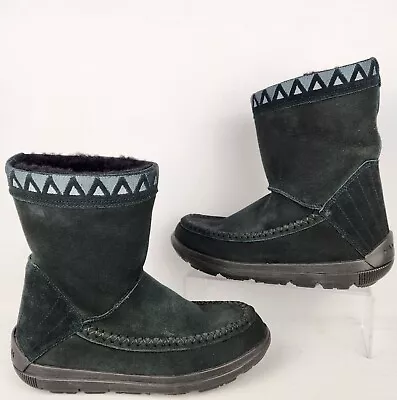 Manitobah Mukluks Reflection Waterproof Boots Black Suede Leather Womens Sz 7 • $80