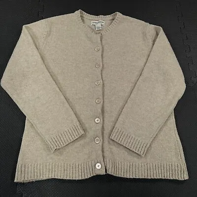 Vermont Country Store Cardigan Sweater Medium Womens Beige Shetland Wool • $25