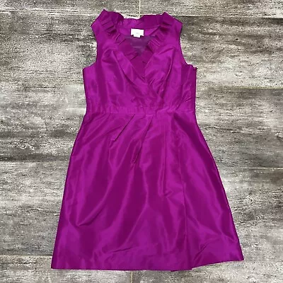 J CREW Blakely Pink Silk Taffeta Gathered Ruffled Wrap Dress Women’s Size 10 • $49