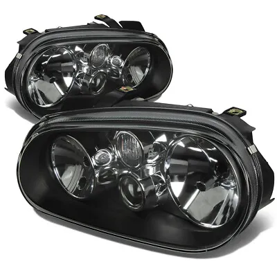 Black Housing Clear Lens Headlight With Fog Lamps For 99-02 VW Cabrio/-06 Golf • $108