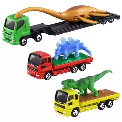 Takara Tomy Tomica Dinosaur Figure Lorry Truck Trailer Set 3pcs Toy Car Diecast • $53.24